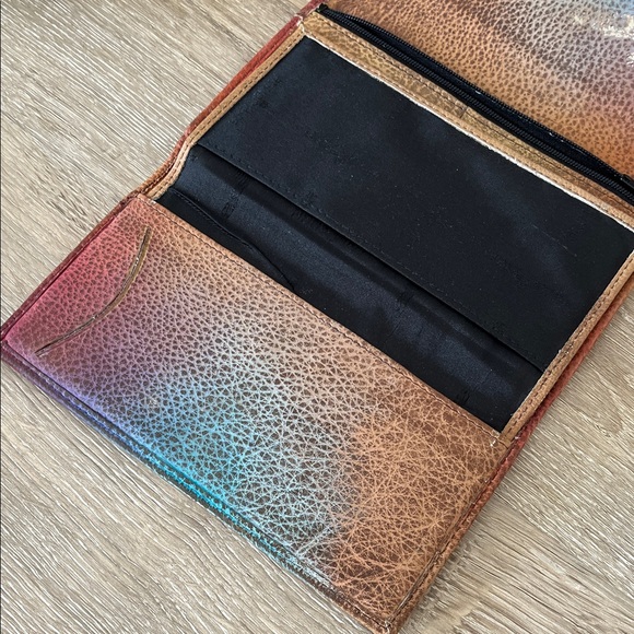 Anuschka Hand Painted Artistic Butterfly & Flowers Wallet - Picture 5 of 9